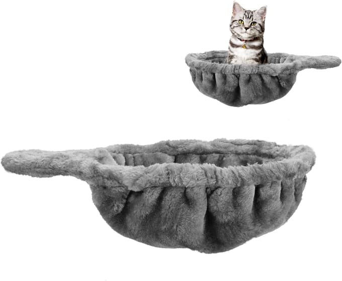 Gezellige Kattenboom Hangmat Voor Grote Katten Met Diepe Mand - Aanbouw Ontwerp Voor Katten Toren Vervanging Extra Groot (12.4 ) (Grijs) United States gray