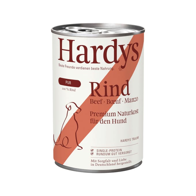 6x 400g Hardys Pure Rund natvoer voor honden