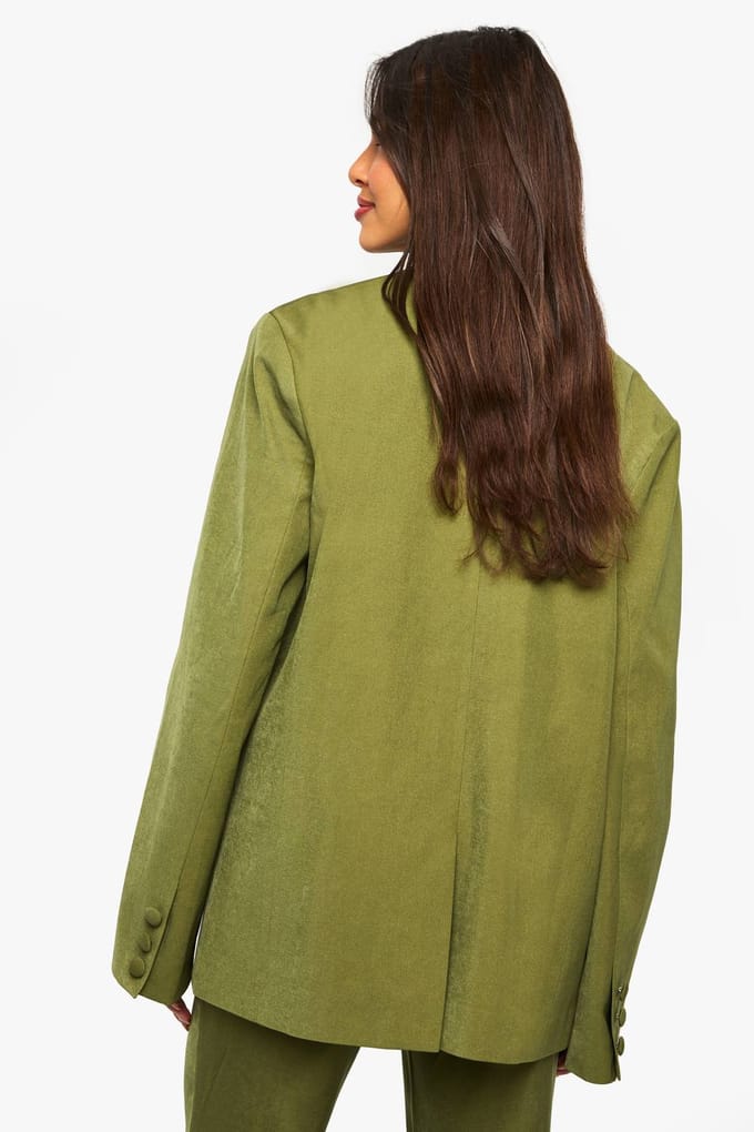 boohoo Dames Enkelrijige Relaxed Fit getailleerde blazer | Olijf | Maat: 36