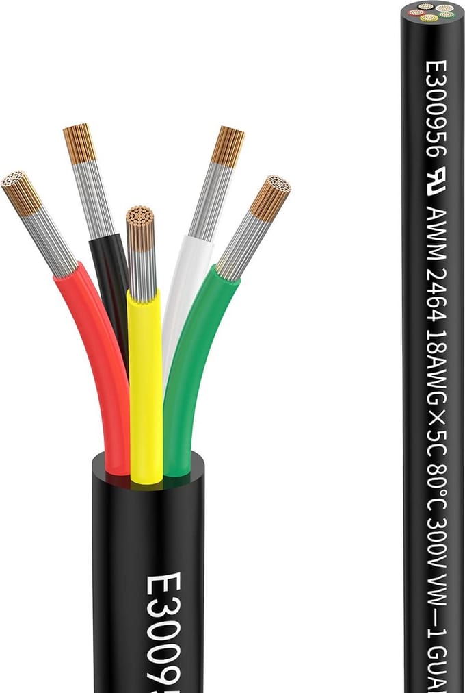 Verlengkabel 5 Meter 18 AWG 5 Aders 0,75 mm² Vertind Koper voor 5V tot 300V