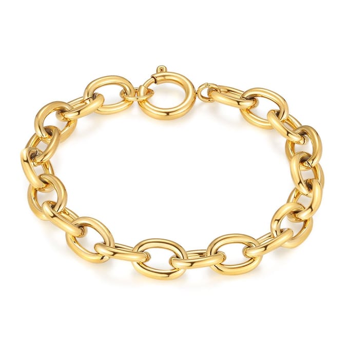 Twice As Nice Armband in goudkleurig edelstaal, brede ovale schakels 18cm