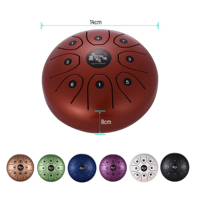 5.5 Inch Mini 8-Tone Steel Tongue Drum C Key Percussie Instrument Hand Pan Drum met Drum Mallets
