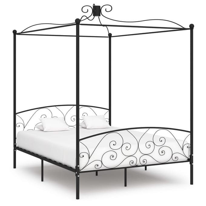 vidaXL - Hemelbedframe - metaal - zwart - 160x200 - cm