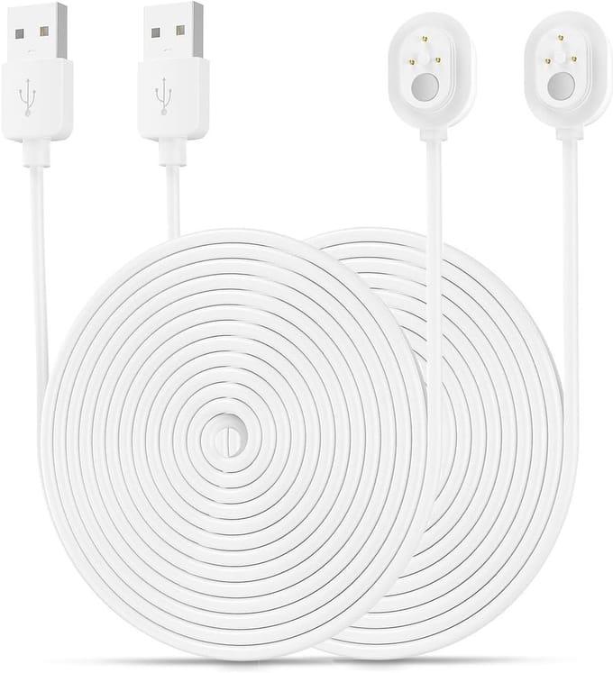 Oplaadkabel Bewakingscamera - Magnetische Kabel - Continue Stroomvoorziening - Weerbestendig Ontwerp - 2 stuks 9m - Wit