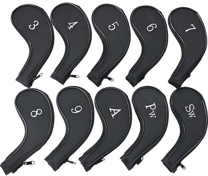 Dailygoods- Golfijzerhoofdhoezen 10-delig - Waterdicht - Duurzaam - Antislip - Rits - Genummerd ontwerp - Golfcovers