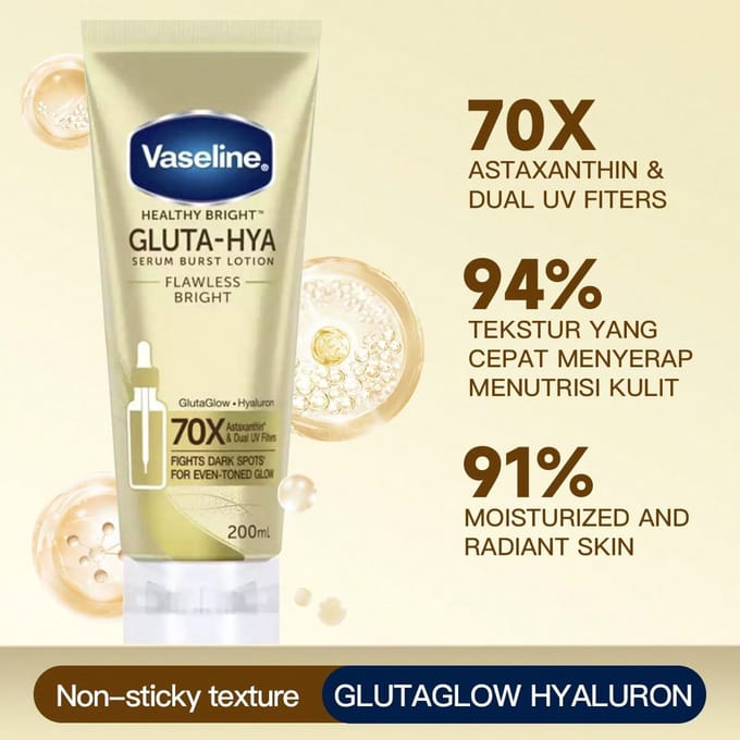 Vaseline - Healthy Bright Gluta-Hya Serum Burst Lotion Flawless Bright Regular 200ml
