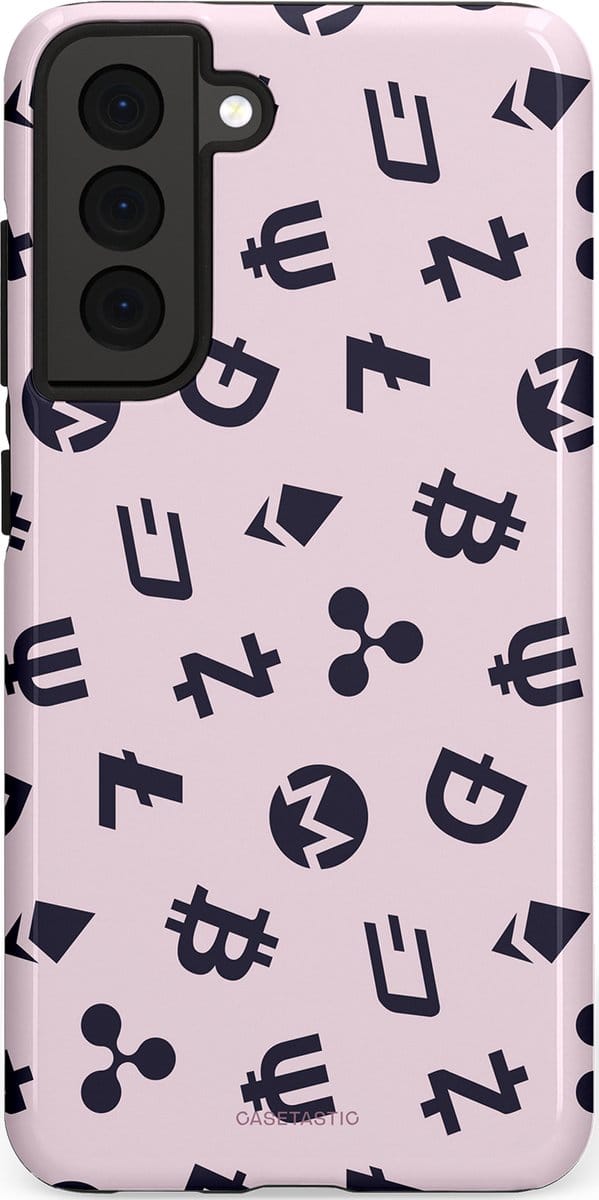 Casetastic hoesje geschikt voor Samsung Galaxy S21 FE 5G - Dubbellaagse bescherming - Crypto flow - Fashion Case - Lichtgrijs Donkergrijs Wit