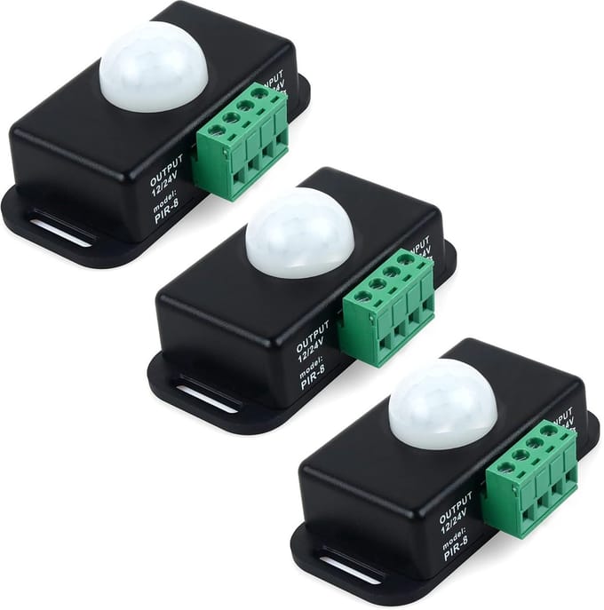 Allecto - PIR Sensor LED Switch Controller - Bewegingsdetectie voor LED Strips - 12V/24V - Eenvoudige installatie - Geschikt voor verlichting - Com...