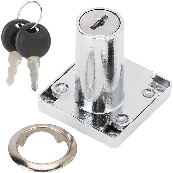 3 Pcs/Ensemble Serrure de Tiroir de Bureau avec Clés Accessoire de Quincaillerie pour Serrure de Porte d'Armoire de Bureau gray