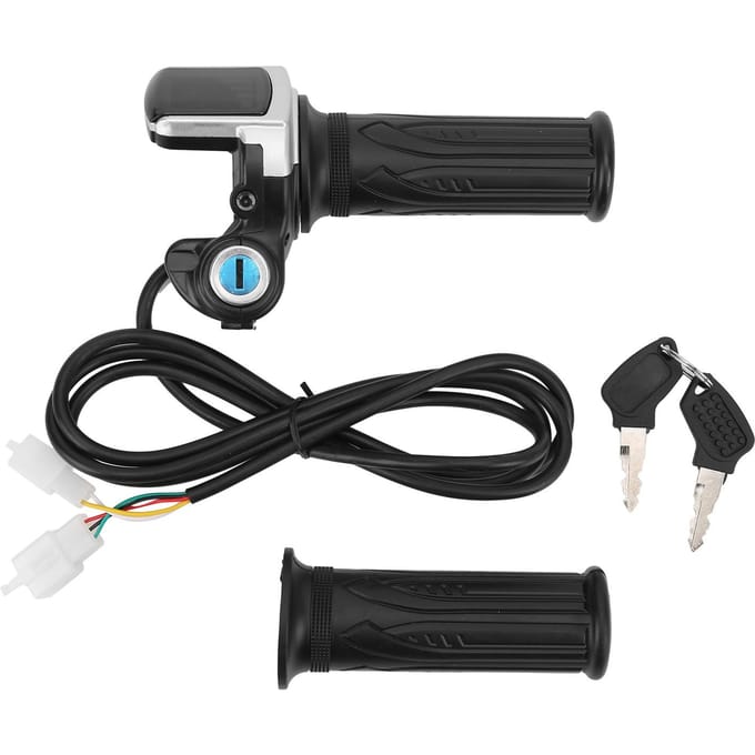Elektrische Fiets Draaigas Handvat Lock Sleutelset LED Indicator voor Motorfiets Scooter 48V black