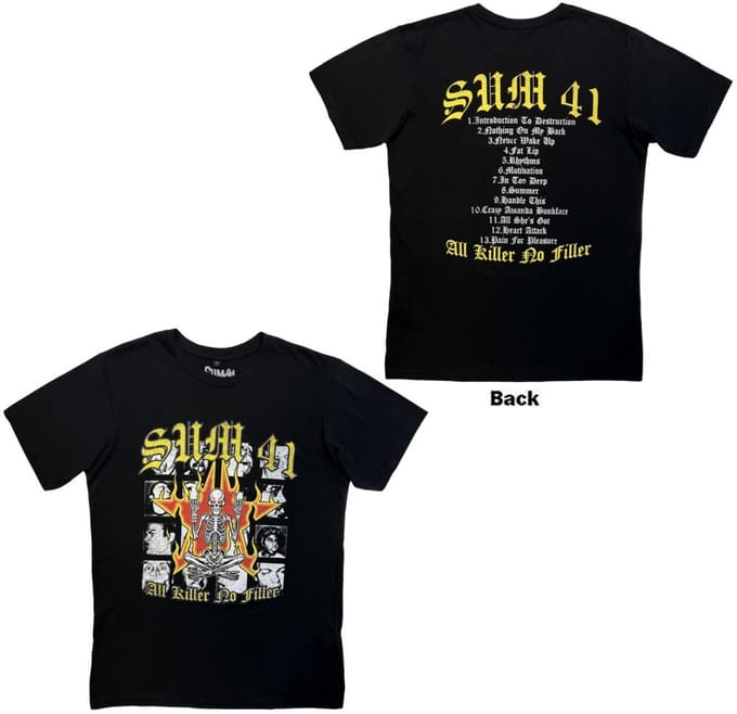 Sum 41 - All Killer No Filler Tracklist Heren Tshirt - M - Zwart