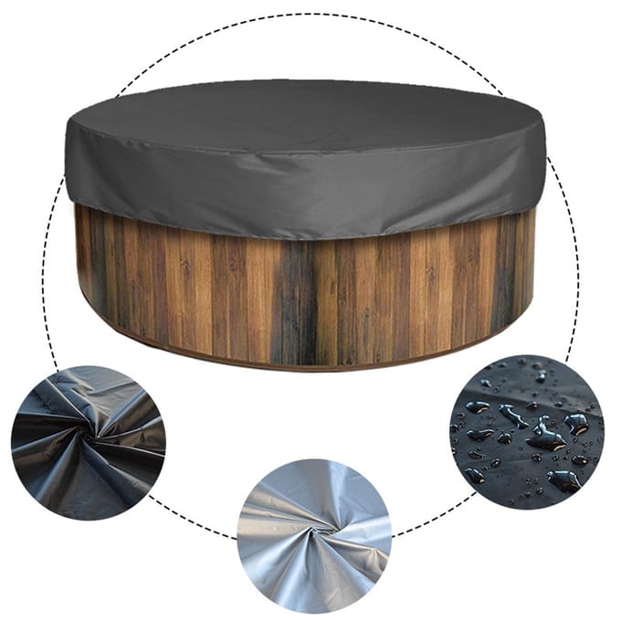 Ronde Hot Tub Afdekking Verstelbare Zoom Waterdicht Weerbestendig voor 78,7 x 11,8 inch Hot Tubs Grijs Type 4 brown
