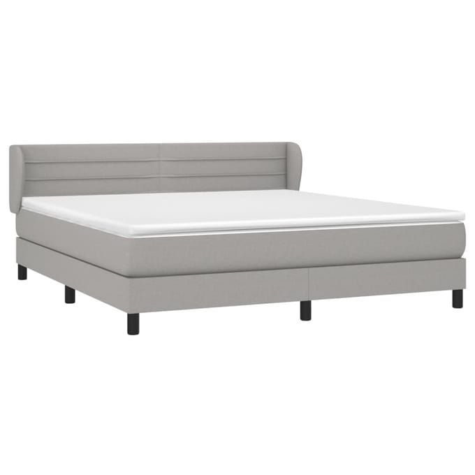 vidaXL - Boxspring - met - matras - stof - lichtgrijs - 180x200 - cm
