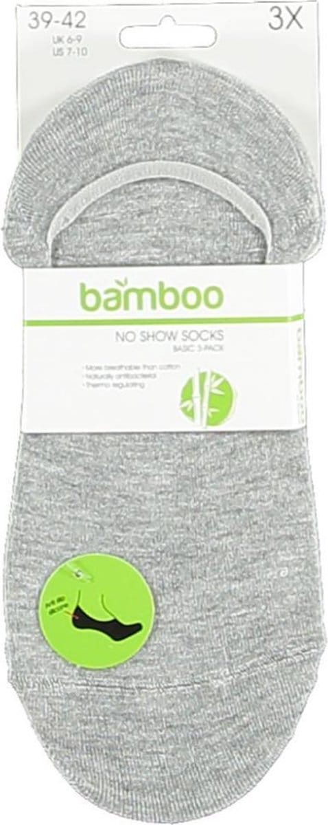 Apollo No-show Sokken Basic Bamboe Grijs 3-pack Maat 35-38