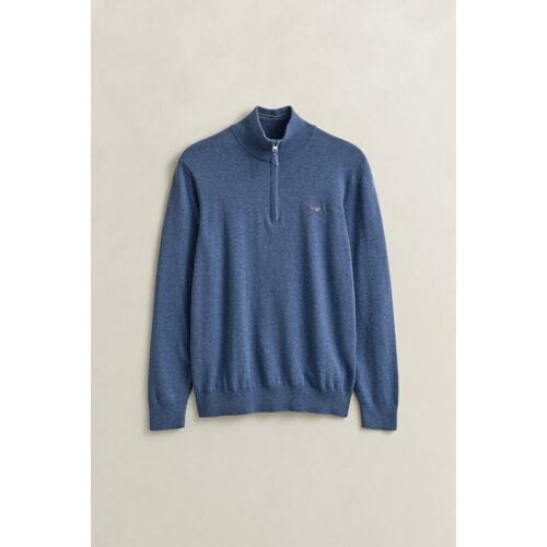 Gant Trui Classic Cotton Half Zip Denim Blue / male