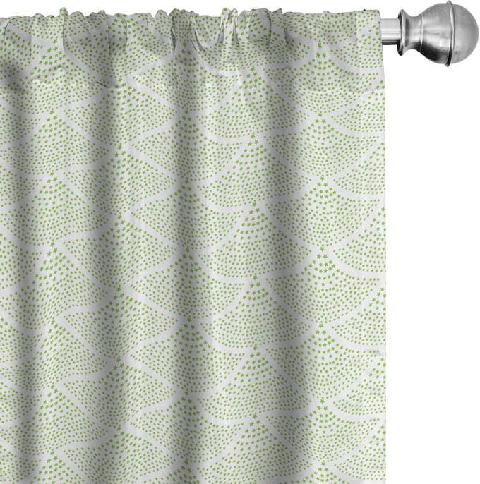 ABAKUHAUS Visschubben – Gordijnen – 2x75x245 cm – Appelgroen/Wit