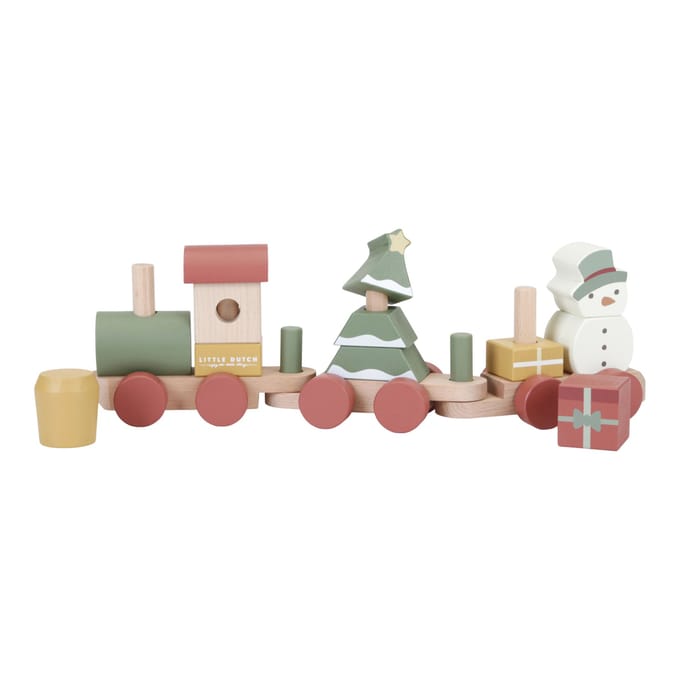Little Dutch Kerst Blokkentrein Stapeltrain - Multikleur, 38,5 x 6,8 x 11 cm