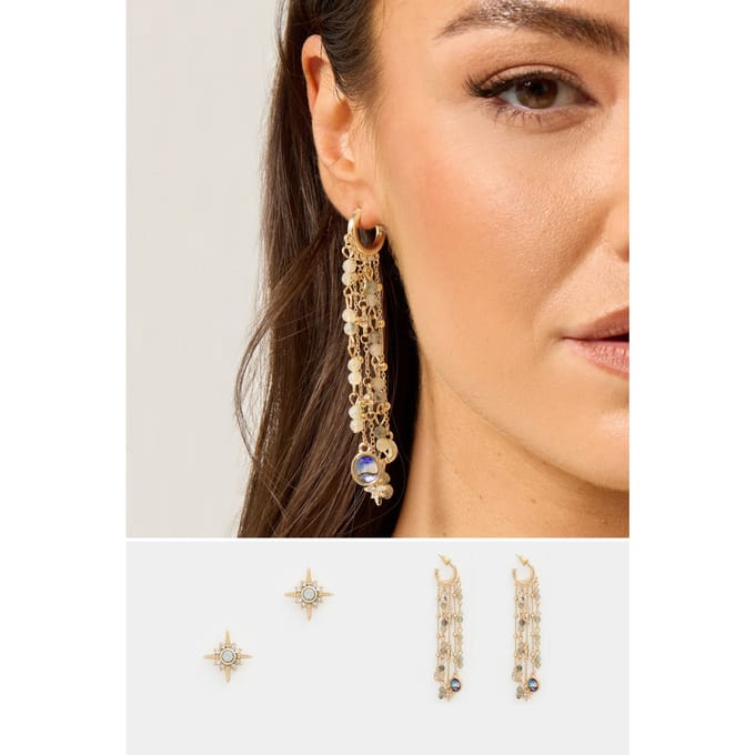 Yours Set Van 2 Gouden Hemelse Kwastoorbellensize One Size