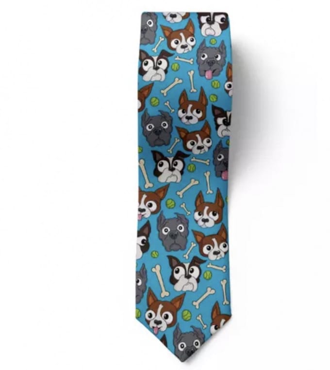 Stropdas- Hond- Bot- Blauw- Polyester - Charme Bijoux