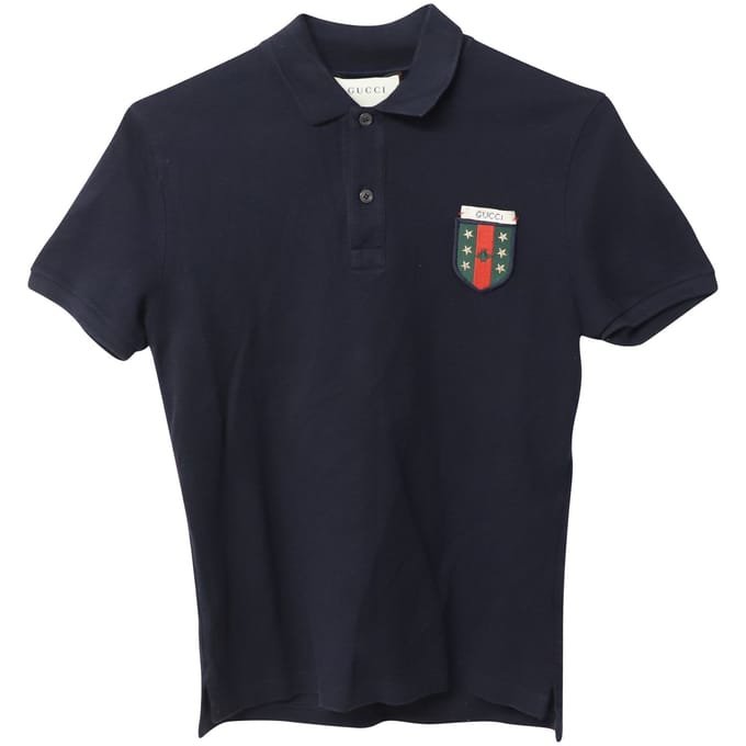 Gucci Web Crest Logo Polo Shirt van Zwarte Katoen