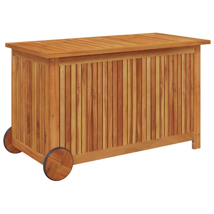 vidaXL - Tuinbox - met - wieltjes - 90x50x58 - cm - massief - acaciahout