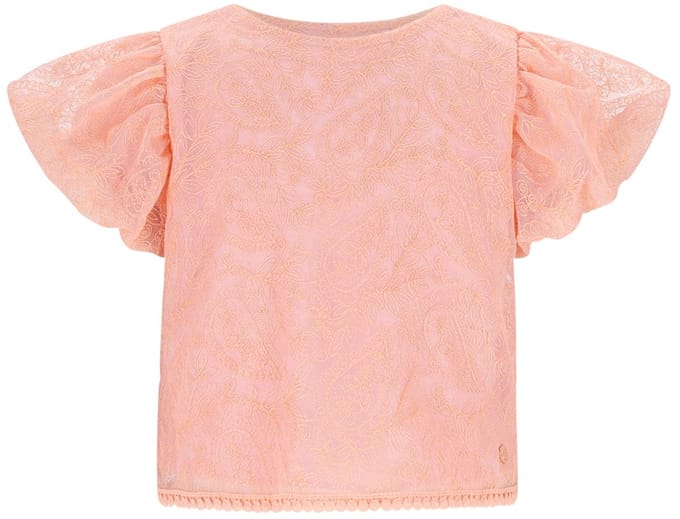 NONO - Tessy Embroidered Mesh Top - Vintage Pink - Maat 104