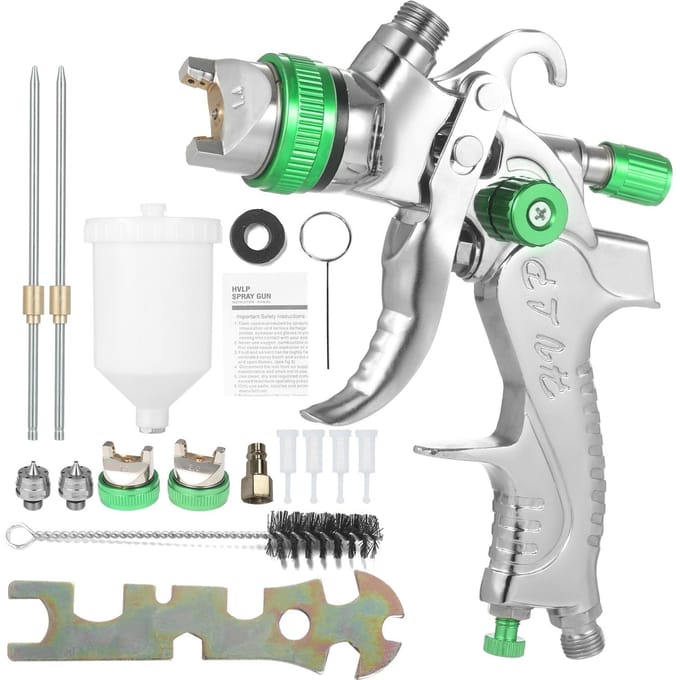 Geevorks Gravity Feed Air Spuitpistool HVLP Spuitpistool met 600ML Cup 1,4 mm 1,7 mm 2,0 mm mondstuk