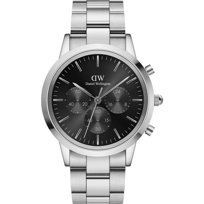Daniel Wellington DW Watch Iconic Chronograph Link Onyx S 42mm Silver
