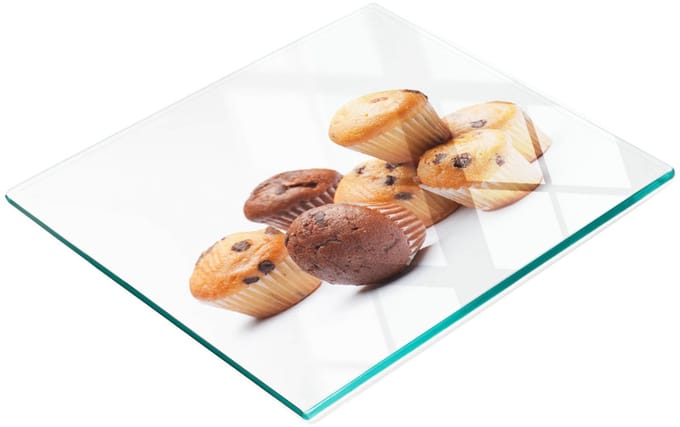 Keukenplank van gehard glas met decoratieve muffinafbeeldingen, 60x52 cm