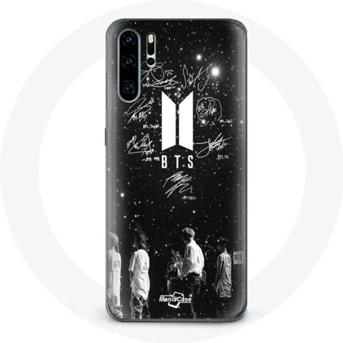 Coque pour Huawei P30 - BTS - Membres Signature - Souple - Noir - Synthétique