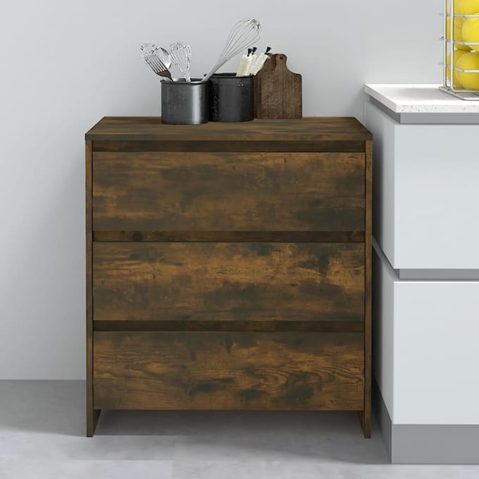 vidaXL - Dressoir - 70x41x75 - cm - bewerkt - hout - gerookt - eikenkleurig