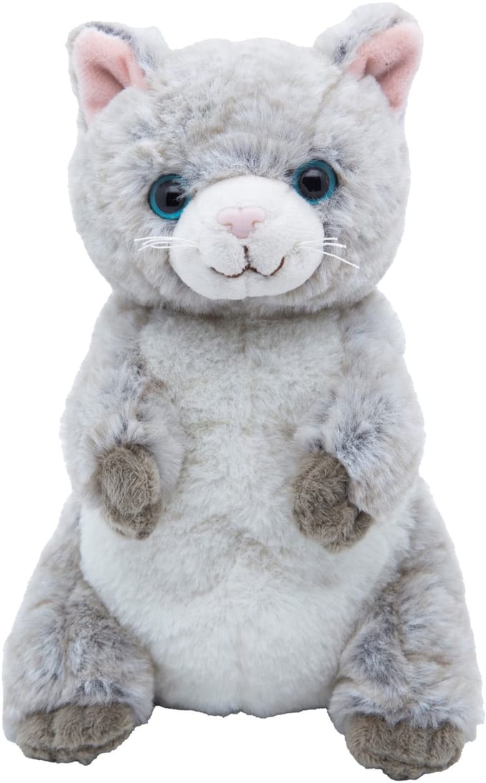 Cute since 1999 - Knuffel Grijze Kat - Zittende Kat Speelgoed- Baby knuffel - 21cm