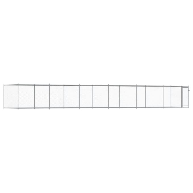 vidaXL Hondenhok met deur 12x2x1,5 m gegalvaniseerd staal grijs