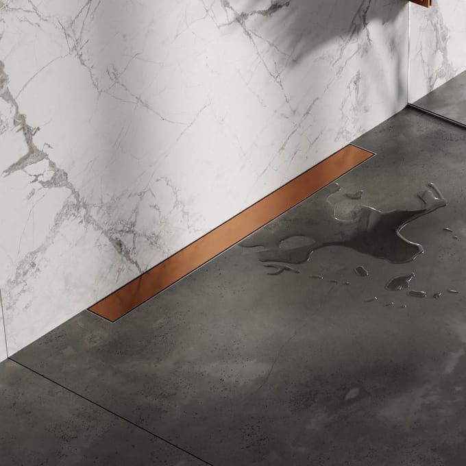Brauer Douchegoot met Multifunctioneel Rooster en Flens Voor Wandmontage - 70 cm - Koper Geborsteld Pvd