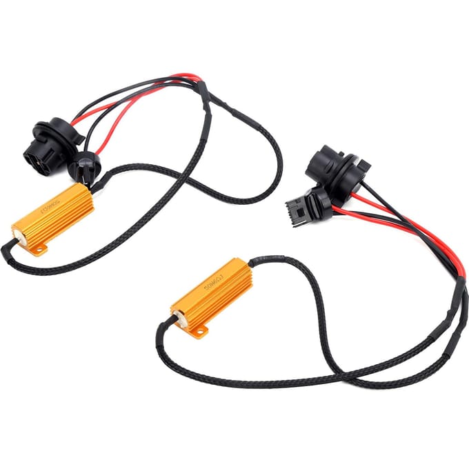 2 stuks 7440 LED Belastingsweerstand Decoder 50W 6 Ohm voor Koplamp Mistlicht DRL black