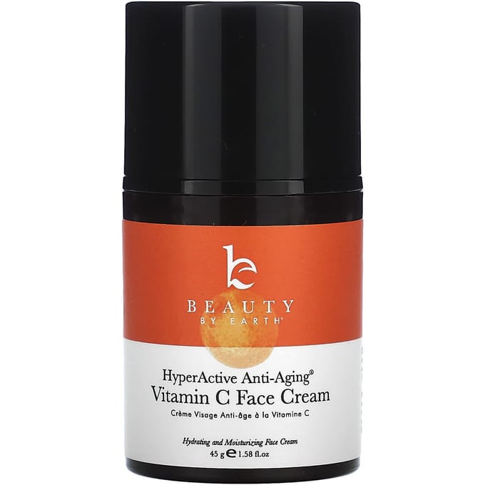 Beauty By Earth, Hyperactive Anti-Aging, Vitamin C Face Cream, 45 g (1.58 fl oz) black
