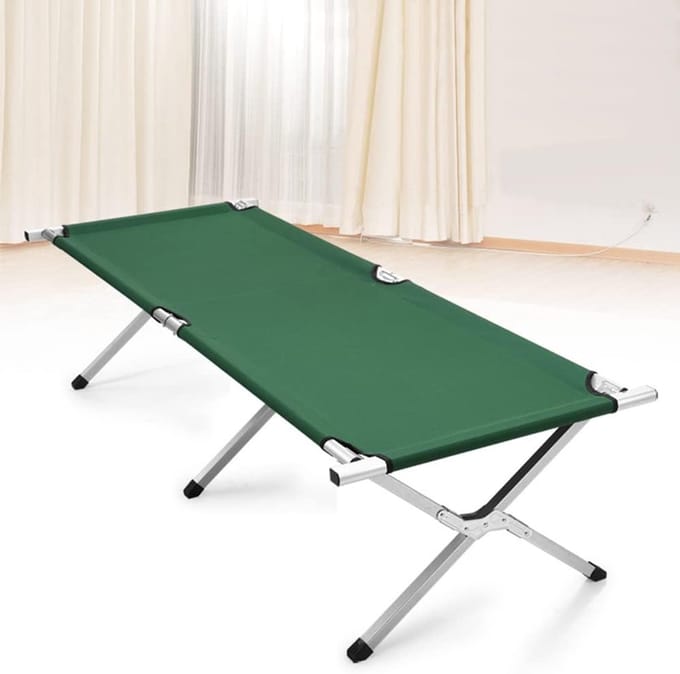 Campingbed - Veldbed Ligbed - Ontspannen Buiten - Lichtgewicht Aluminium Frame - 190 cm Lengte - Groen