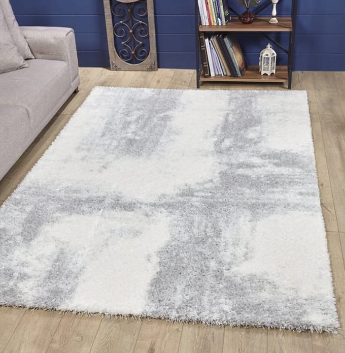 BERK - Creme-Lichtgrijs - 140x200cm - Hoogpolig vloerkleed