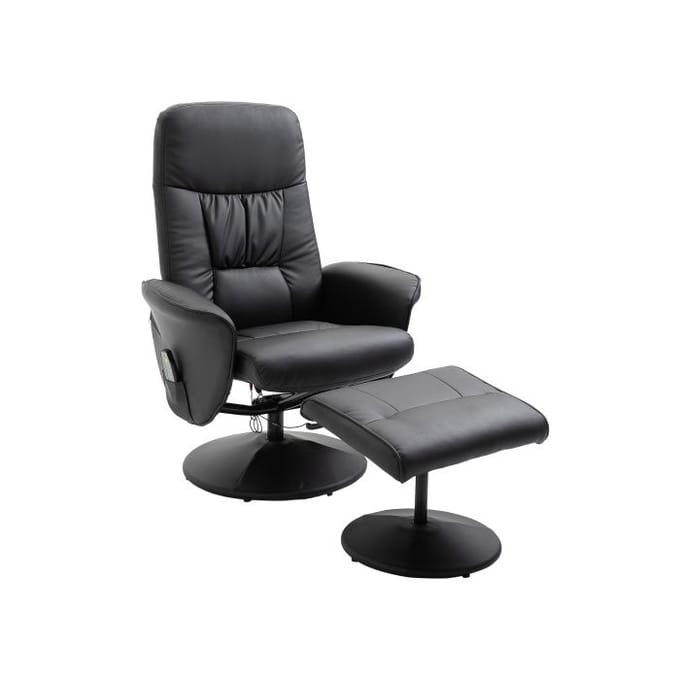 Chaise longue - MUVOE - HOMCOM - Simili cuir noir - 10 points de massage - Dossier réglable