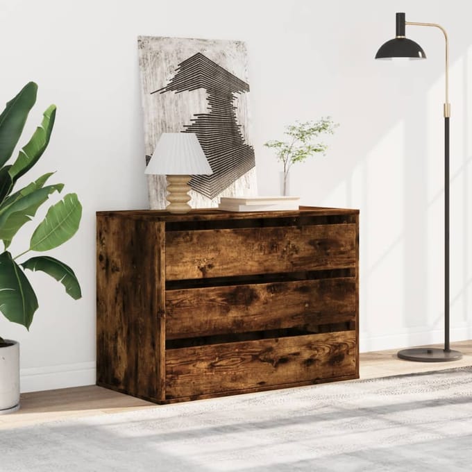 vidaXL - Ladekast - 80x41x58 - cm - bewerkt - hout - gerookt - eikenkleurig