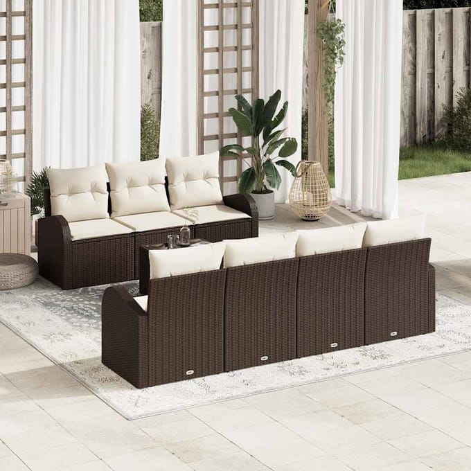 vidaXL - Tuinbank - Set - 8 - st - Bruin - poly - rattan