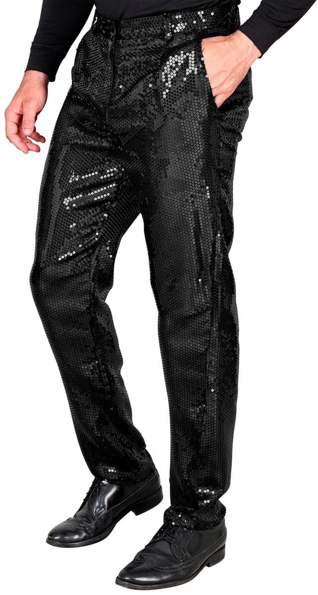 Shiney Pailletten Broek Zwart Man