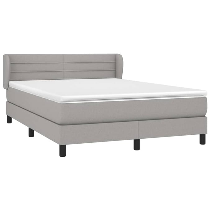 vidaXL - Boxspring - met - matras - stof - lichtgrijs - 140x200 - cm