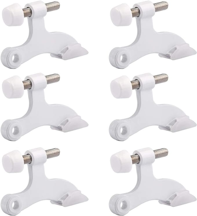 6x Verstelbare Witte Deurstoppers voor Scharnieren