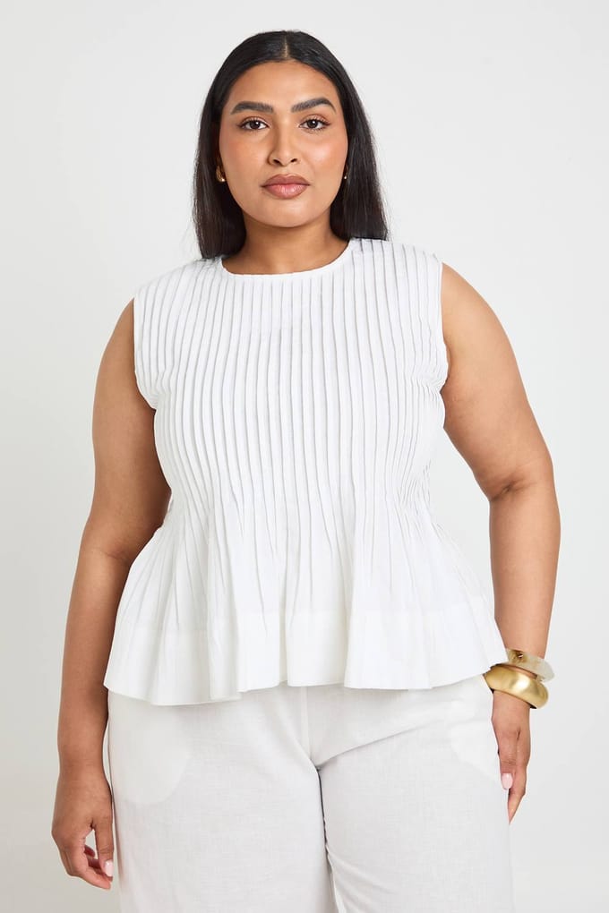 boohoo Dames Geplisseerde Linnen Top Met Hoge Hals | Wit | Maat: 46