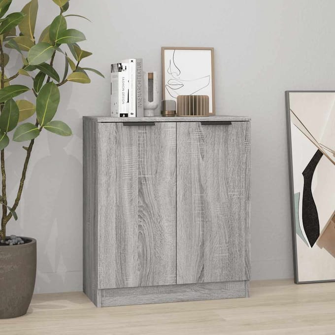vidaXL - Dressoir - 60x30x70 - cm - bewerkt - hout - grijs - sonoma - eiken
