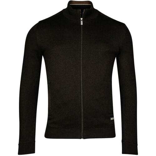 Baileys Vest Cardigan Zip Lined Single Knit Subtle Structure Zwart / male
