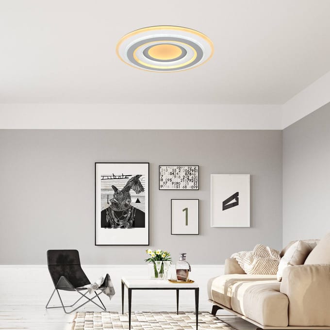 Globo Sabatino LED plafondlamp, Ø 48 cm, wit/antraciet, CCT