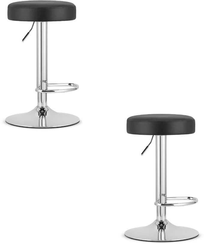 ROJST kruk - zwart eco-leer / chromen onderstel x 2