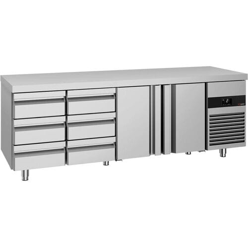GGM Gastro Kühltisch PREMIUM - 2330x700mm - mit 2 Türen - 6 Schubladen